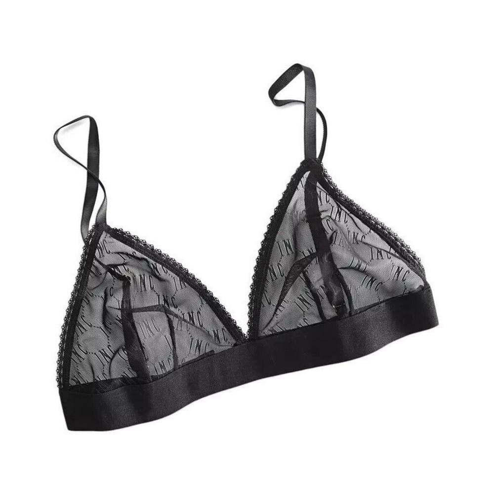 I.N.C. International Concepts Women's Bralette Black Mesh, Medium